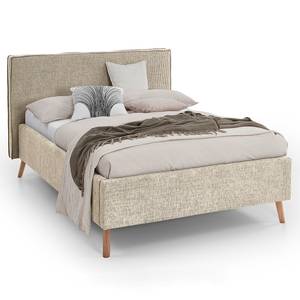 Letto imbottito Riva Tessuto Balkis: toffee - 140 x 200cm - Con testiera - Faggio