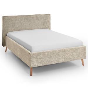 Letto imbottito Riva Tessuto Balkis: toffee - 140 x 200cm - Con testiera - Faggio