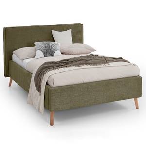 Gestoffeerd bed Riva Platweefsel Balkis: Antiek groen - 140 x 200cm - Met hoofdeinde - Beuk