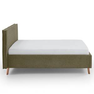 Letto imbottito Riva Tessuto Balkis: verde antico - 140 x 200cm - Con testiera - Faggio