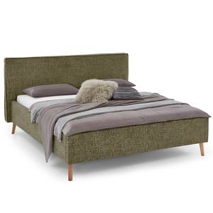 Letto imbottito Riva Tessuto Balkis: verde antico - 160 x 200cm - Con testiera - Faggio