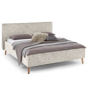 Gestoffeerd bed Riva Platweefsel Balkis:  Crèmeblauw - 160 x 200cm - Met hoofdeinde - Met lattenbodem - Beuk