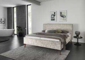 Gestoffeerd bed Riva Platweefsel Balkis:  Crèmeblauw - 160 x 200cm - Met hoofdeinde - Met lattenbodem - Beuk