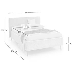 Gestoffeerd bed Riva Platweefsel Balkis: Grijs - 140 x 200cm - Met hoofdeinde - Met lattenbodem - Beuk