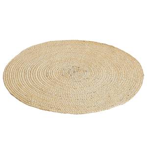 Laagpolig vloerkleed Ibo jute/katoen - crèmekleurig - Diameter: 80 cm