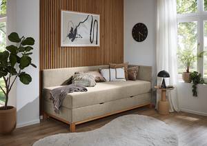 Gestoffeerd bed Santos Geweven stof Thorid: Beige - 90 x 200cm