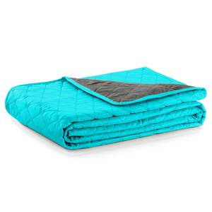 Couvre-lit Daxel Polyester - Turquoise / Gris - 260 x 280 cm