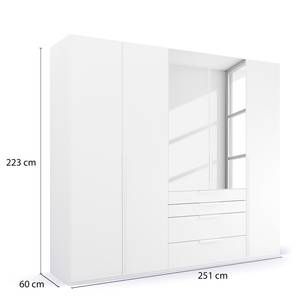 Drehtürenschrank Purisma Spiegel Typ B Alpinweiß - Breite: 251 cm