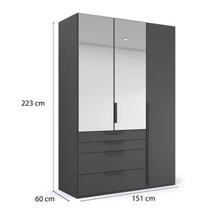 Drehtürenschrank Purisma Spiegel Typ B Graphit - Breite: 151 cm