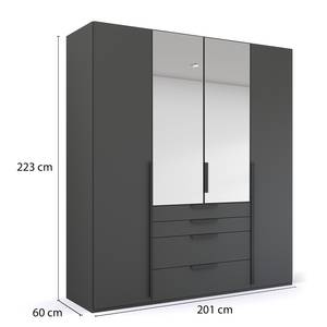 Drehtürenschrank Purisma Spiegel Typ B Graphit - Breite: 201 cm