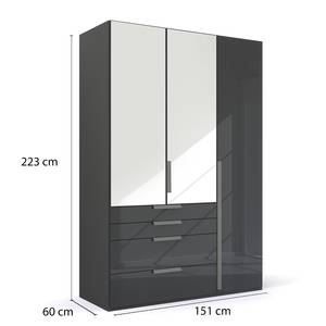 Drehtürenschrank Purisma Spiegel Typ B Glas - Glas Grau - Breite: 151 cm