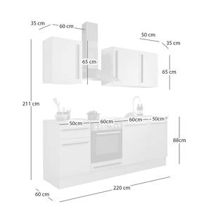 Keukenblok Emporia 220 cm mat grijs/Lanzelot eikenhouten look