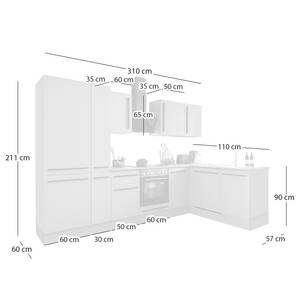 Hoekkeuken Emporia 310 cm mat grijs/Lanzelot eikenhouten look