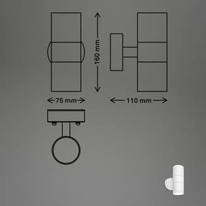 Applique murale Huva Matière plastique - 2 ampoule - Blanc