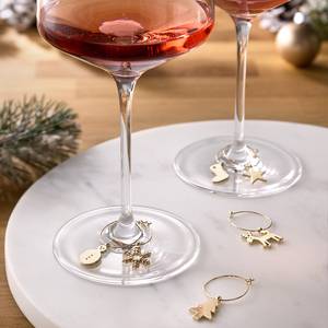 Stielglasmarker MY DRINK Xmas 6-teilig Zinklegierung - Gold