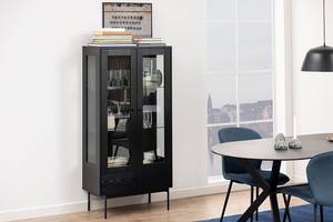 Credenza con vetrina Crandon effetto frassino nero