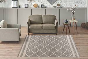 Kurzflorteppich Rhombus Typ B Polypropylen - Braun / Beige - 80 x 150 cm