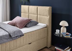 Boxspring Tambo Platweefsel Norana: Taupe - 140 x 200cm