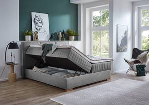 Lit boxspring Tambo Tissu Norana: Gris - 160 x 200cm