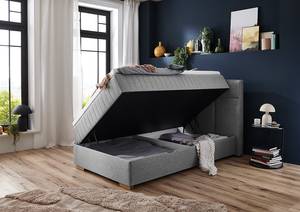 Lit boxspring Tambo Tissu Norana: Gris - 140 x 200cm