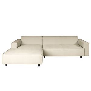 Ecksofa Montans 3-Sitzer mit Longchair Webstoff Stormy: Creme - Longchair davorstehend links