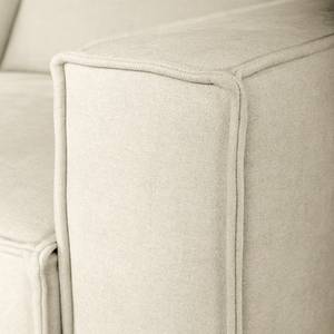 Ecksofa Montans 3-Sitzer mit Longchair Webstoff Stormy: Creme - Longchair davorstehend links