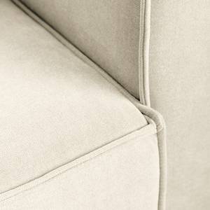 Ecksofa Montans 3-Sitzer mit Longchair Webstoff Stormy: Creme - Longchair davorstehend links