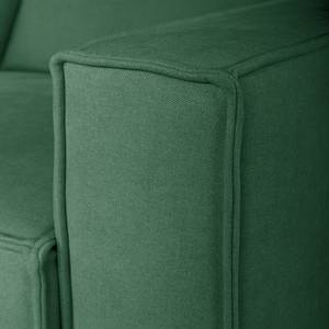 Hoekbank Montans 3-zits + chaise longue Geweven stof Stormy: Groen - Longchair vooraanzicht links