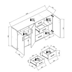 Dressoir Gumton Grijs/Eikenhouten look