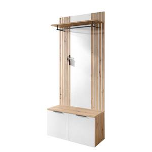 Compacte garderobe Yesayu Artisan eikenhouten look/wit