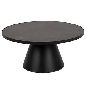 Salontafel Riande keramiek/metaal - zwarte marmeren look/zwart - Diameter: 86 cm