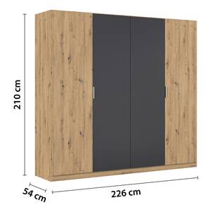 Schlafzimmerset Monza 2-teilig Dreher Graumetallic / Eiche Artisan Dekor - 180 x 200cm - Ohne Spiegeltür/-en