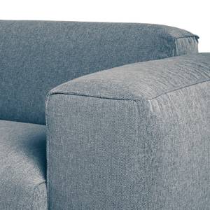 Ecksofa HUDSON mit XL-Longchair Webstoff Saia: Denim - Longchair davorstehend rechts