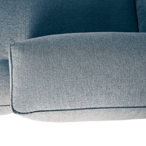 Hoekbank HUDSON met XL-chaise longue Geweven stof Saia: Jeansblauw - Longchair vooraanzicht rechts