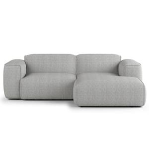 Ecksofa HUDSON mit XL-Longchair Webstoff Saia: Hellgrau - Longchair davorstehend rechts