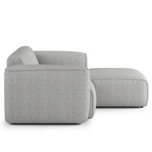 Divano con chaise longue XL HUDSON Tessuto Saia: grigio chiaro - Longchair preimpostata a destra