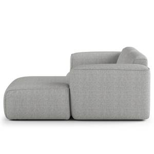 Ecksofa HUDSON mit XL-Longchair Webstoff Saia: Hellgrau - Longchair davorstehend rechts