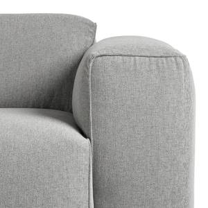 Ecksofa HUDSON mit XL-Longchair Webstoff Saia: Hellgrau - Longchair davorstehend rechts