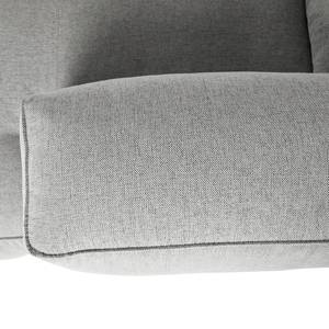 Ecksofa HUDSON mit XL-Longchair Webstoff Saia: Hellgrau - Longchair davorstehend rechts