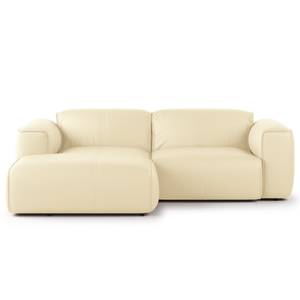 Hoekbank HUDSON met XL-chaise longue Echt leer Neka: Crèmekleurig - Longchair vooraanzicht links