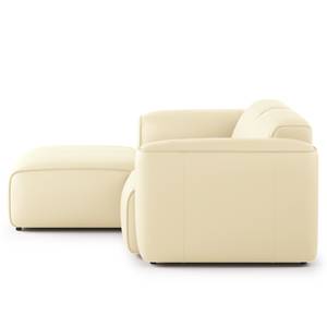 Ecksofa HUDSON mit XL-Longchair Echtleder Neka: Creme - Longchair davorstehend links