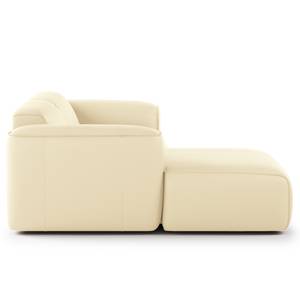 Ecksofa HUDSON mit XL-Longchair Echtleder Neka: Creme - Longchair davorstehend links