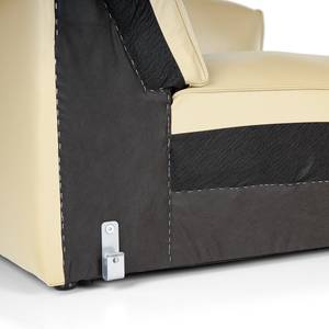 Ecksofa HUDSON mit XL-Longchair Echtleder Neka: Creme - Longchair davorstehend links