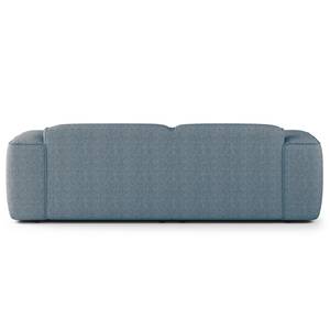 Hoekbank HUDSON met XL-chaise longue Geweven stof Saia: Jeansblauw - Longchair vooraanzicht links