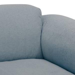 Hoekbank HUDSON met XL-chaise longue Geweven stof Saia: Jeansblauw - Longchair vooraanzicht links