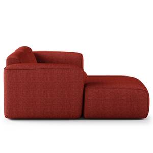 Ecksofa HUDSON mit XL-Longchair Webstoff Saia: Karminrot - Longchair davorstehend links