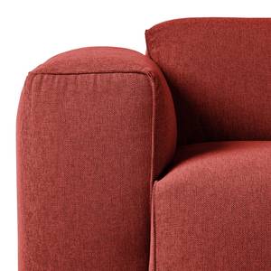 Ecksofa HUDSON mit XL-Longchair Webstoff Saia: Karminrot - Longchair davorstehend links