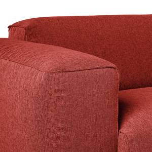 Ecksofa HUDSON mit XL-Longchair Webstoff Saia: Karminrot - Longchair davorstehend links