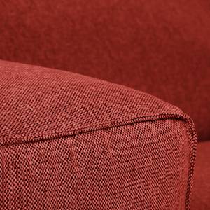 Ecksofa HUDSON mit XL-Longchair Webstoff Saia: Karminrot - Longchair davorstehend links