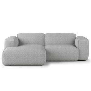 Ecksofa HUDSON mit XL-Longchair Webstoff Saia: Hellgrau - Longchair davorstehend links